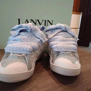 Lanvin Blue Thick Lace Colorblock Dexter Sneakers